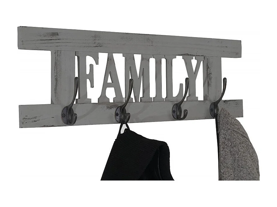 Garde-robe murale Family, planche vestiaire, style shabby, vintage, 60x20cm - gris