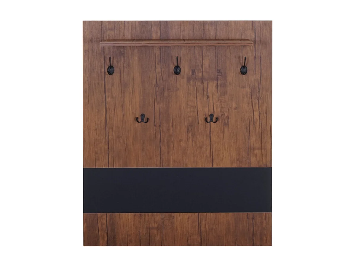 Portemanteau mural HWC-A27, 5 crochets, 100x80cm, aspect chêne