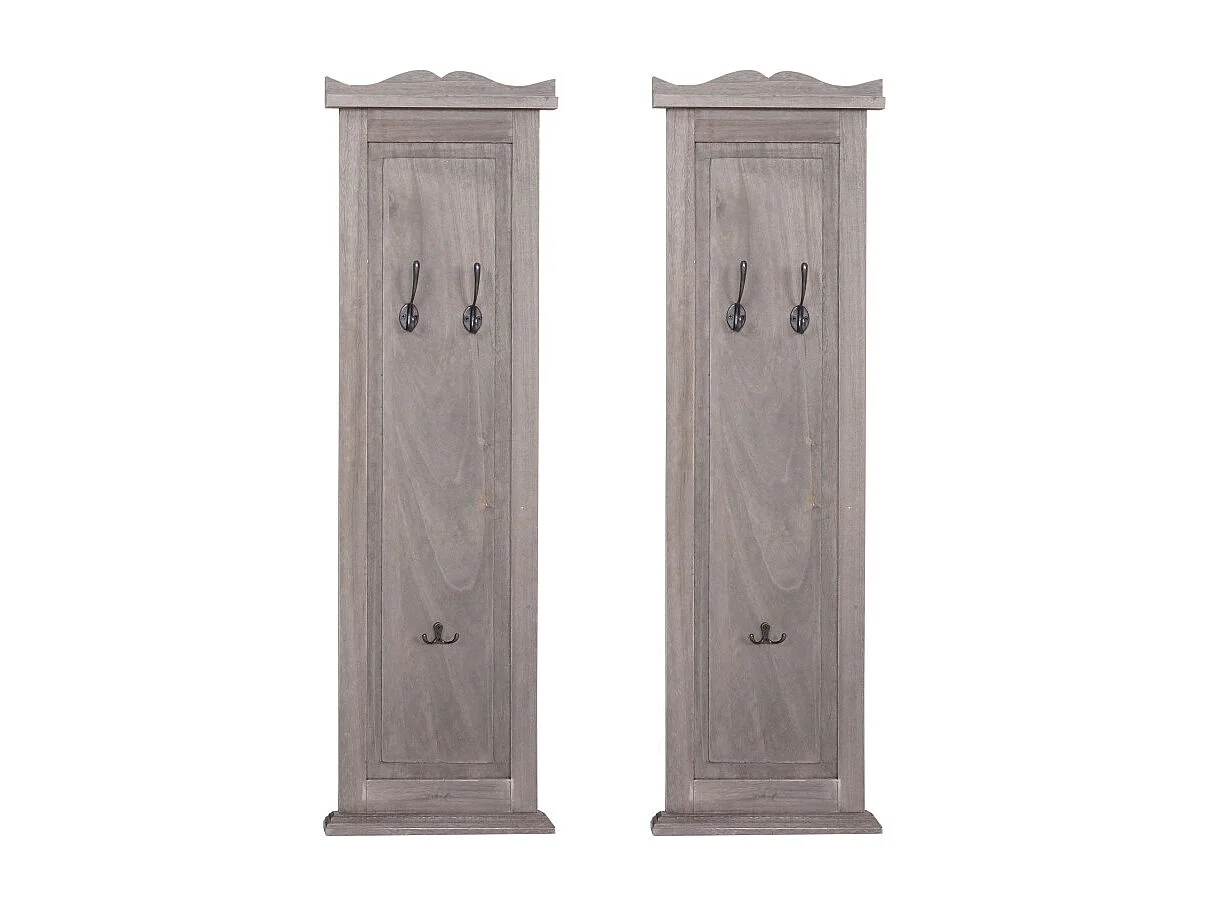 Lot de 2 portemanteaux T33 - Wandgarderobepaneel - Wandhaken Holz 109x28x4cm - gris-brun shabby