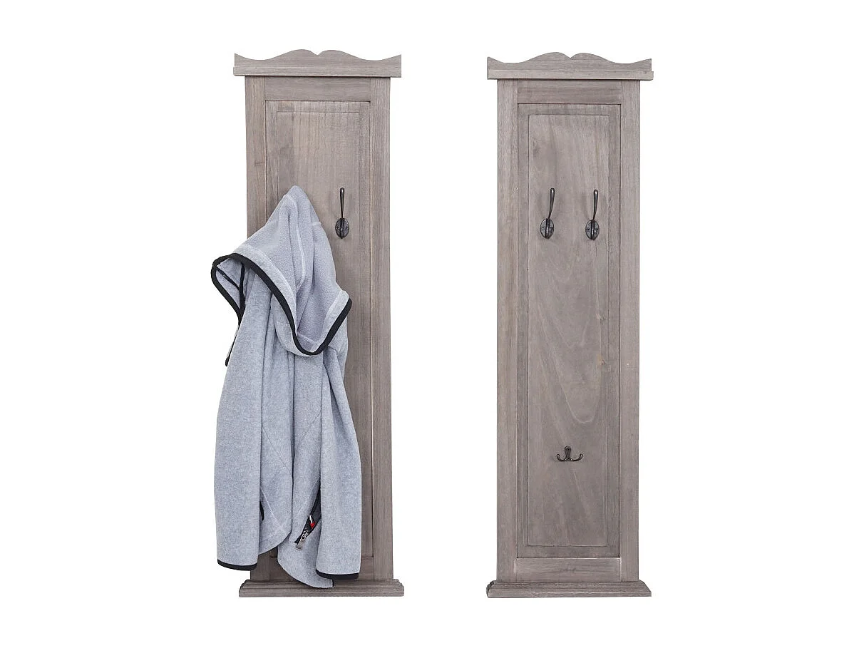Lot de 2 portemanteaux T33 - Wandgarderobepaneel - Wandhaken Holz 109x28x4cm - gris-brun shabby