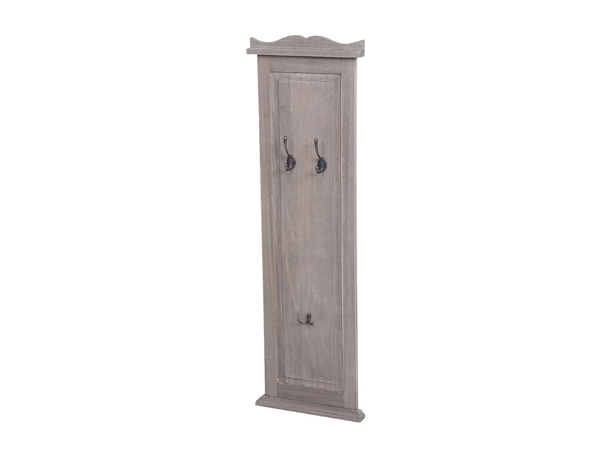 Lot de 2 portemanteaux T33 - Wandgarderobepaneel - Wandhaken Holz 109x28x4cm - gris-brun shabby