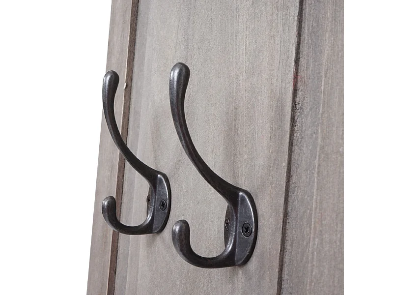 Lot de 2 portemanteaux T33 - Wandgarderobepaneel - Wandhaken Holz 109x28x4cm - gris-brun shabby