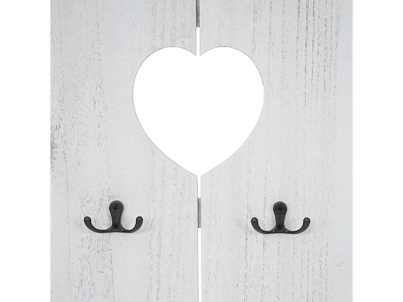 Portemanteau mural HWC-C89, HOME, 8 crochets, 91x60cm ~ blanc shabby