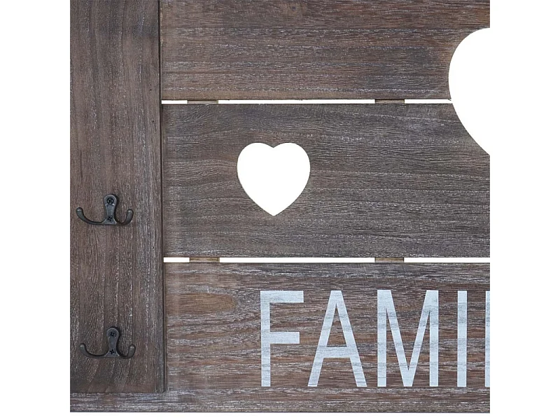 Portemanteau mural HWC-C89, FAMILY, 8 crochets, 60x90cm - brun shabby