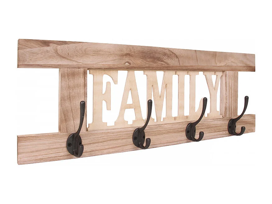 Portemanteau HWC-C60, Family, 60x21cm - brun nature shabby