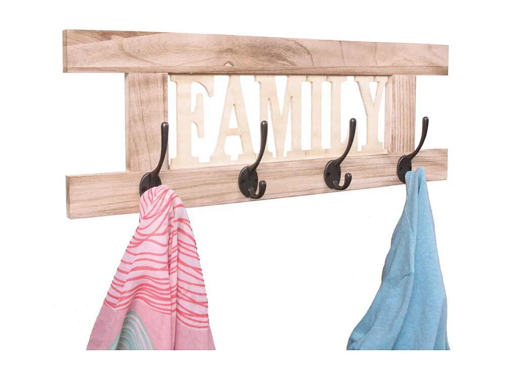 Portemanteau HWC-C60, Family, 60x21cm - brun nature shabby