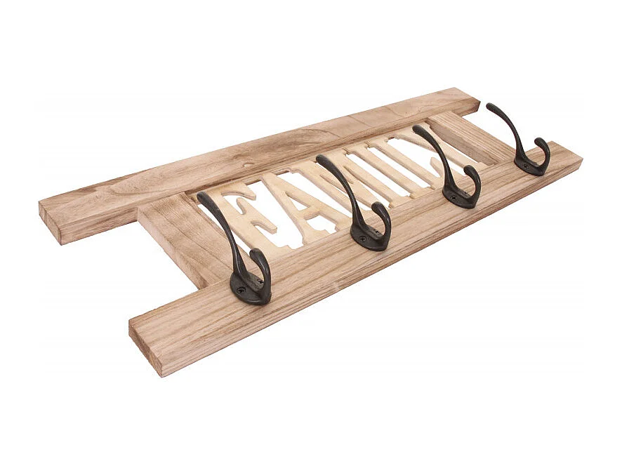 Portemanteau HWC-C60, Family, 60x21cm - brun nature shabby