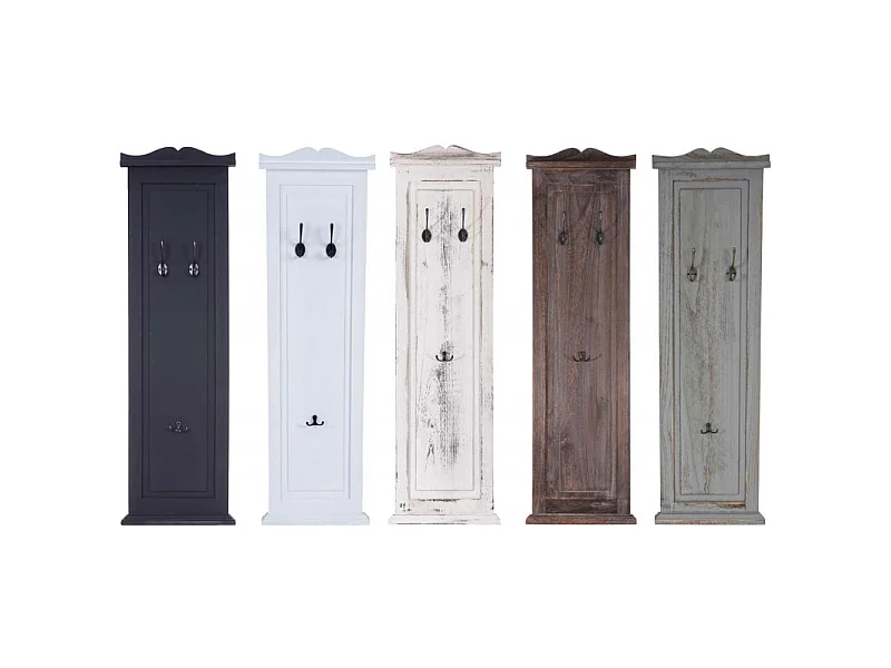 2x patère, portemanteau, vestiaire ouvert, 28x3,5x109cm, shabby, vintage, blanc