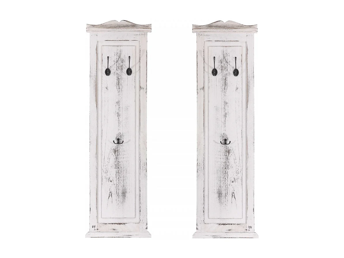 2x patère, portemanteau, vestiaire ouvert, 28x3,5x109cm, shabby, vintage, blanc