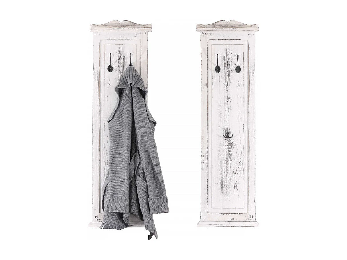 2x patère, portemanteau, vestiaire ouvert, 28x3,5x109cm, shabby, vintage, blanc