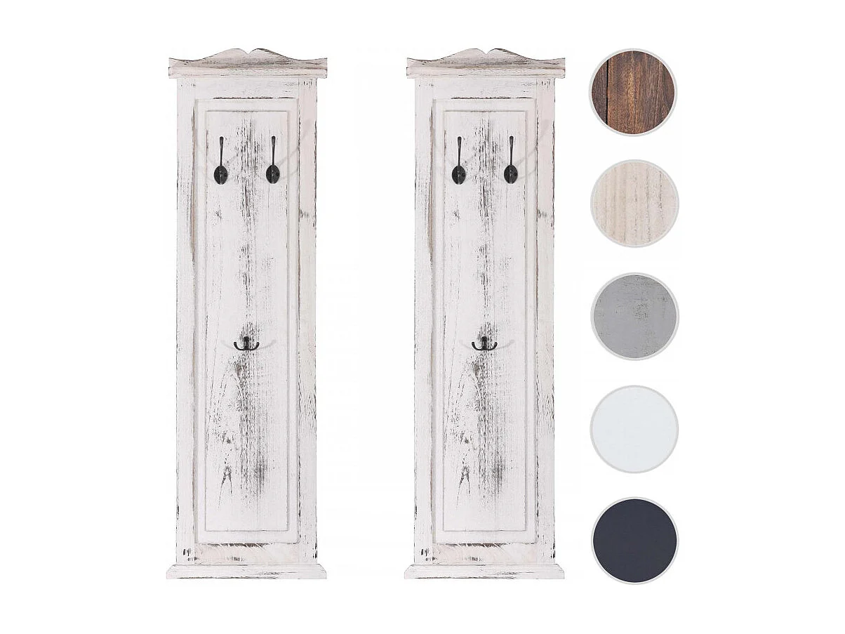 2x patère, portemanteau, vestiaire ouvert, 28x3,5x109cm, shabby, vintage, blanc