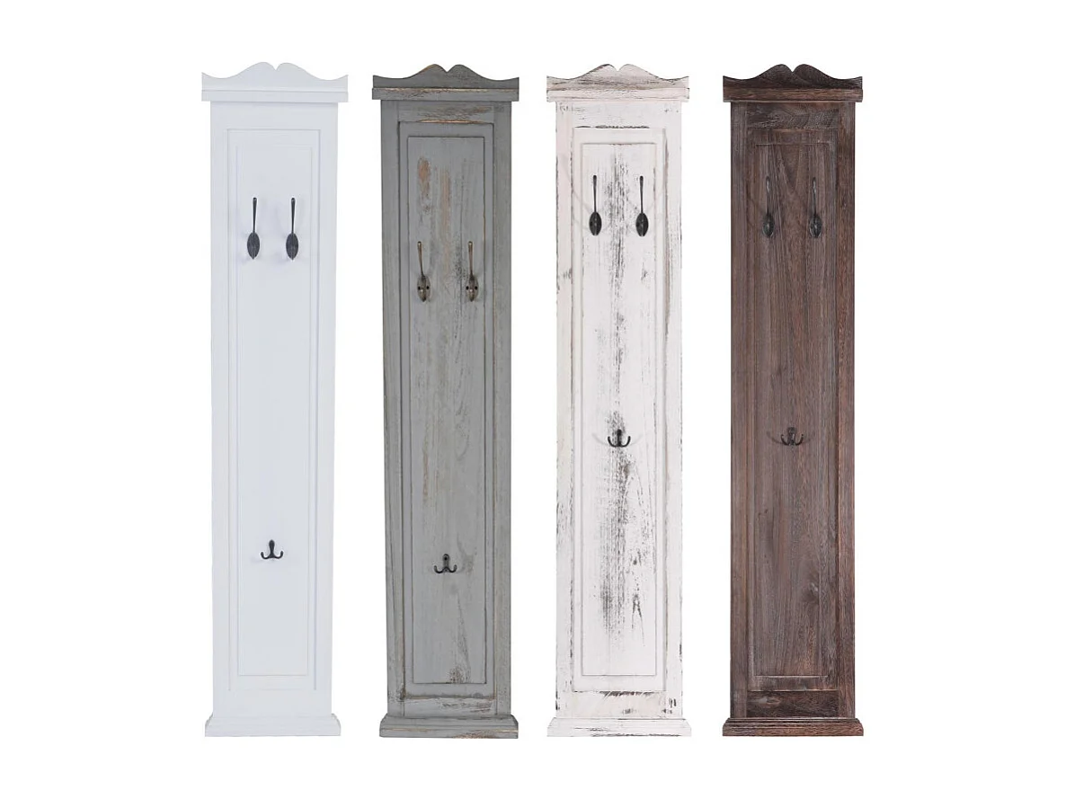 2x patère, portemanteau, vestiaire ouvert, 28x3,5x109cm, shabby, vintage, blanc
