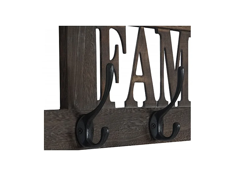 Garde-robe murale Family, planche vestiaire, style shabby, vintage, 60x20cm - marron