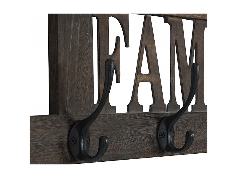 Garde-robe murale Family, planche vestiaire, style shabby, vintage, 60x20cm - marron