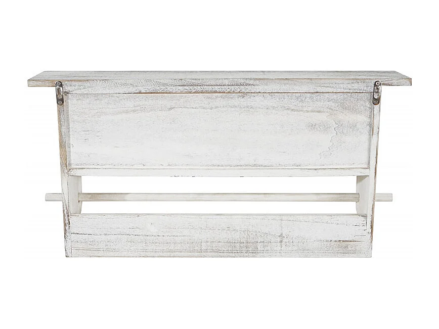 Portemanteau mural, étagère 5 tiroirs, 65x13x32cm, shabby chic, vintage - blanc