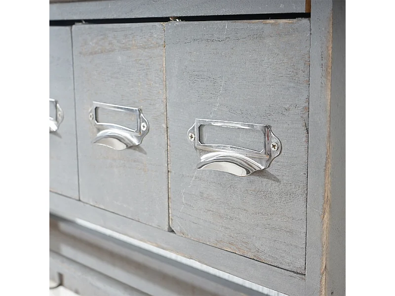Portemanteau mural, étagère 5 tiroirs, 65x13x32cm, shabby chic, vintage - gris