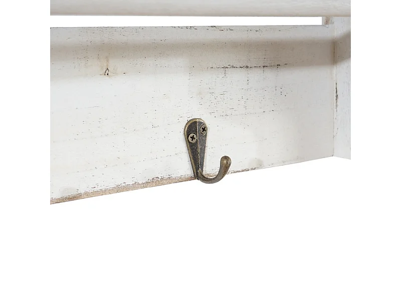 Portemanteau mural, étagère 5 tiroirs, 65x13x32cm, shabby chic, vintage - gris