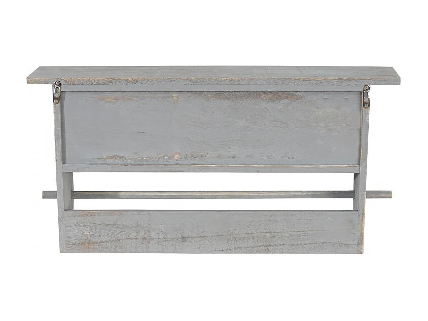 Portemanteau mural, étagère 5 tiroirs, 65x13x32cm, shabby chic, vintage - gris