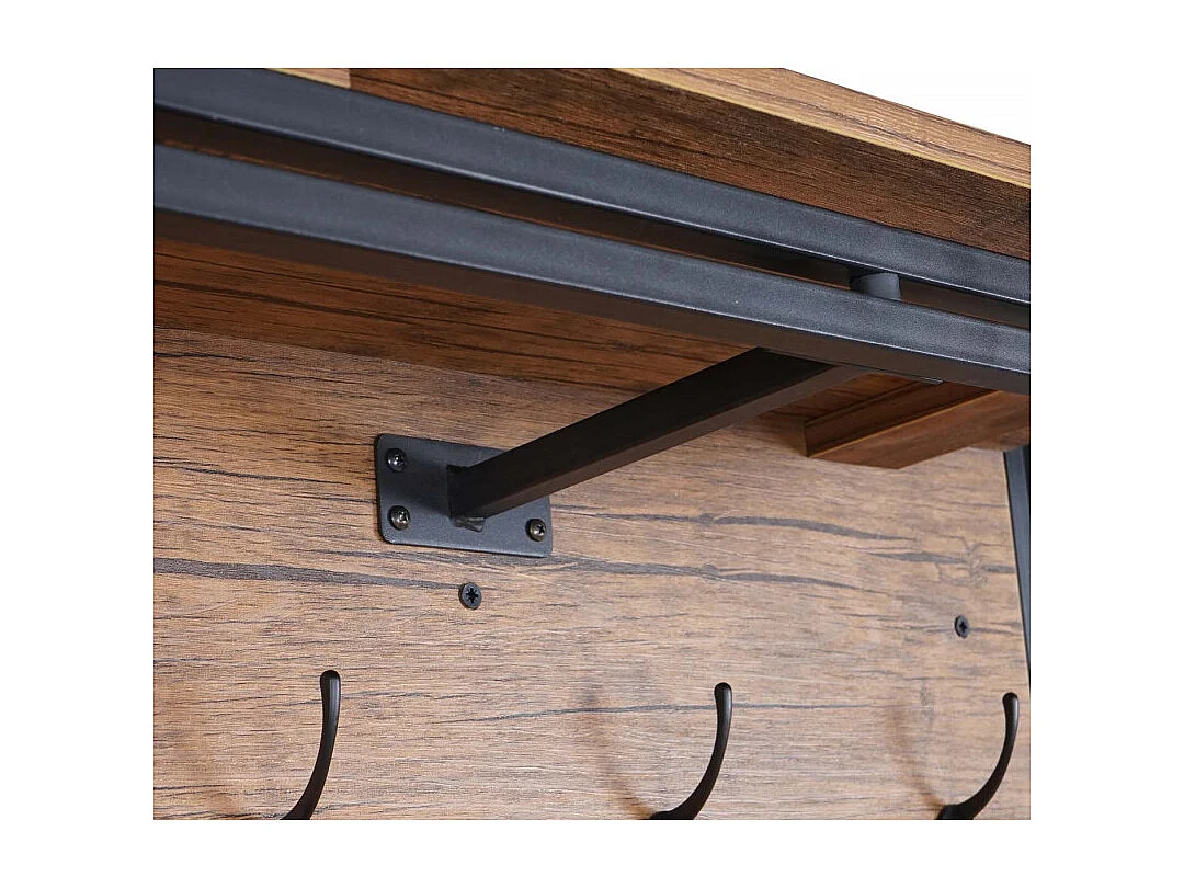 Portemanteau mural HWC-A27, 24x75x24cm, aspect chêne sauvage