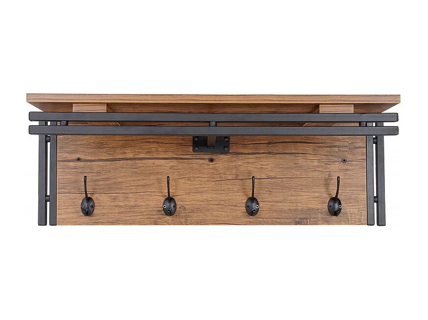 Portemanteau mural HWC-A27, 24x75x24cm, aspect chêne sauvage