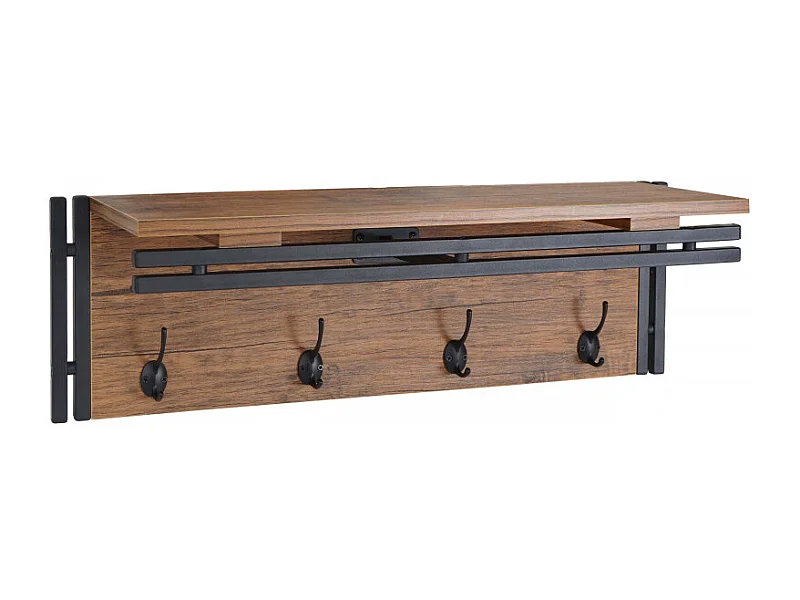 Portemanteau mural HWC-A27, 24x75x24cm, aspect chêne sauvage