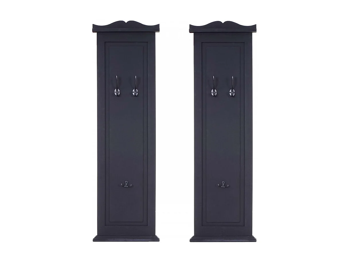 2x garderobe murale, étagère / vestiaire / planche à crochets, 109x28x4cm - gris foncé