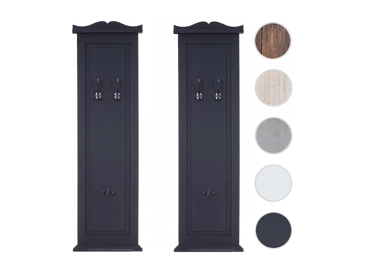 2x garderobe murale, étagère / vestiaire / planche à crochets, 109x28x4cm - gris foncé