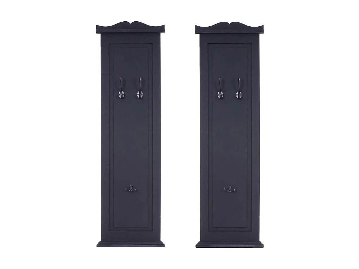 2x garderobe murale, étagère / vestiaire / planche à crochets, 109x28x4cm - gris foncé