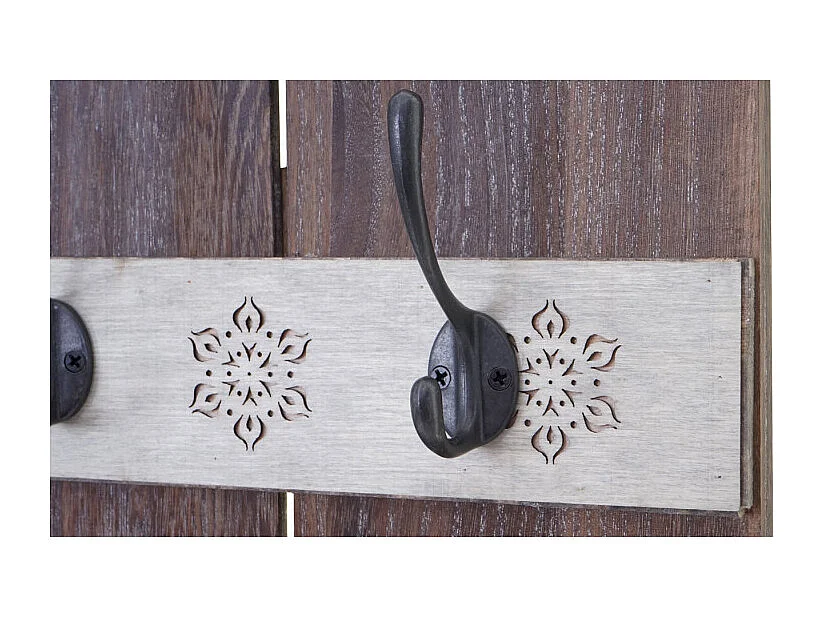 Portemanteau mural HWC-C89, HOME, 8 crochets, 91x60cm - brun shabby