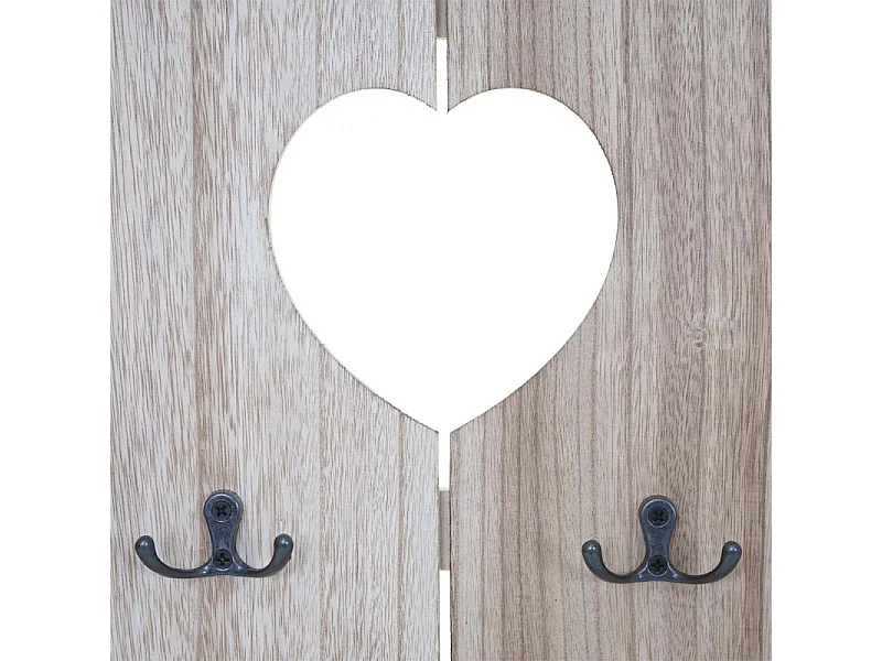 Portemanteau mural HWC-C89, HOME, 8 crochets, 91x60cm - brun naturel shabby