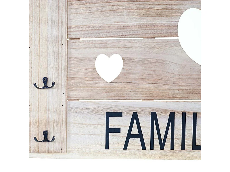 Garderobe murale HWC-C89 Family, planche vestiaire, vintage, 8 crochets 60x90cm - brun naturel