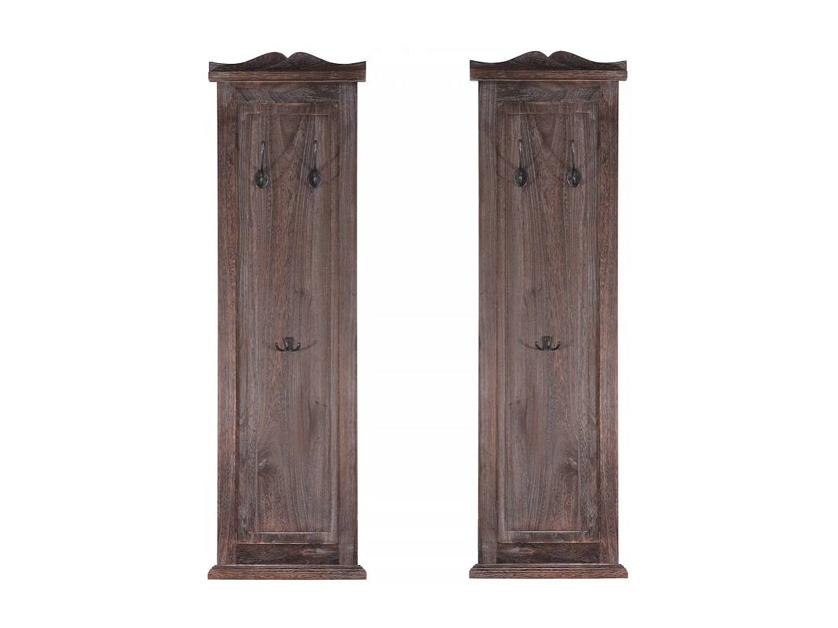 2x patère, portemanteau, vestiaire ouvert, 28x3,5x109cm, shabby, vintage, marron