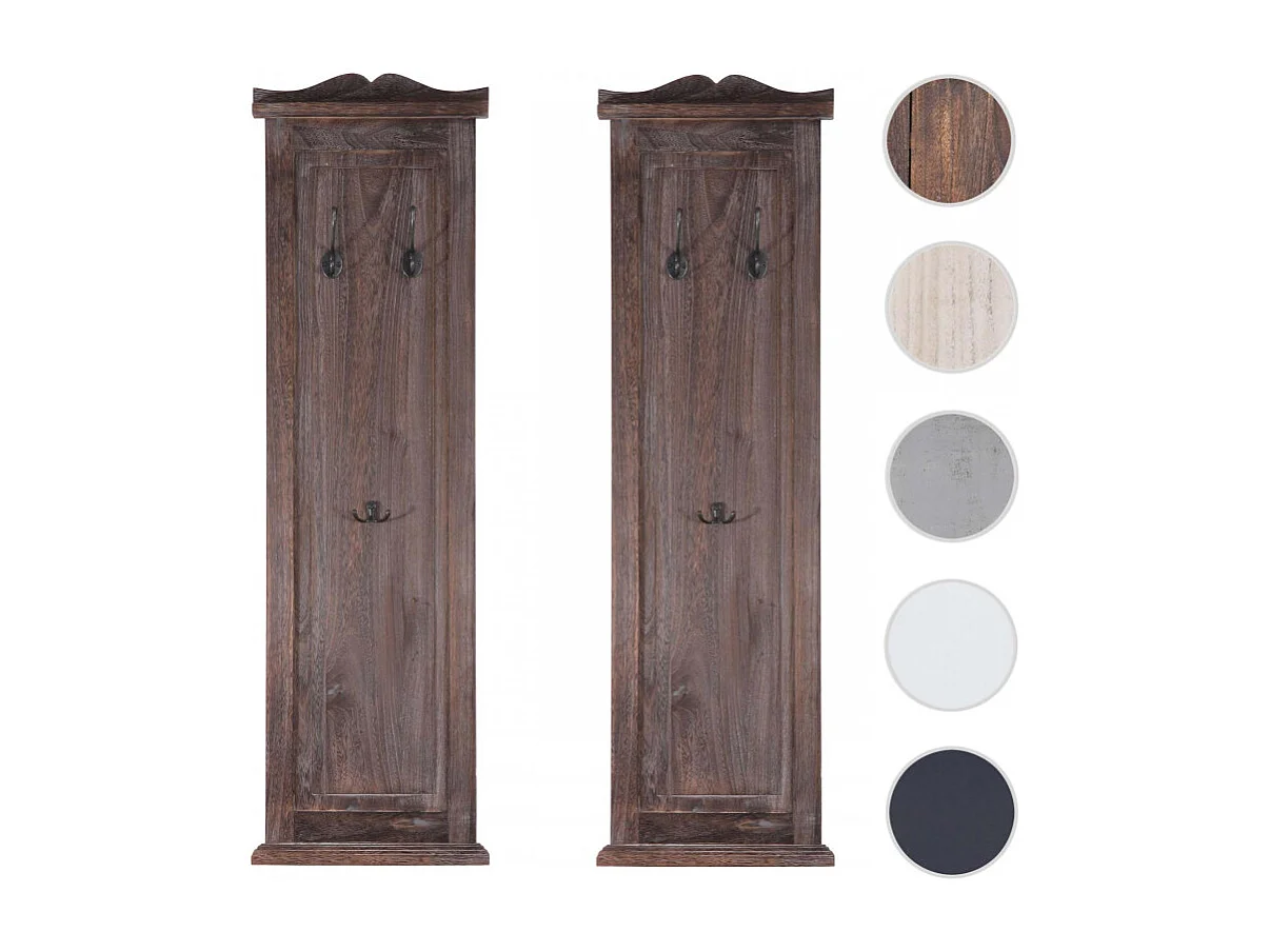 2x patère, portemanteau, vestiaire ouvert, 28x3,5x109cm, shabby, vintage, marron