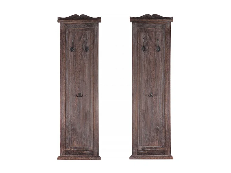 2x patère, portemanteau, vestiaire ouvert, 28x3,5x109cm, shabby, vintage, marron