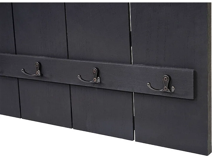 Garderobe murale HWC-C89 Welcome, planche vestiaire, style shabby chic, vintage, 91x60cm ~ gris fonc