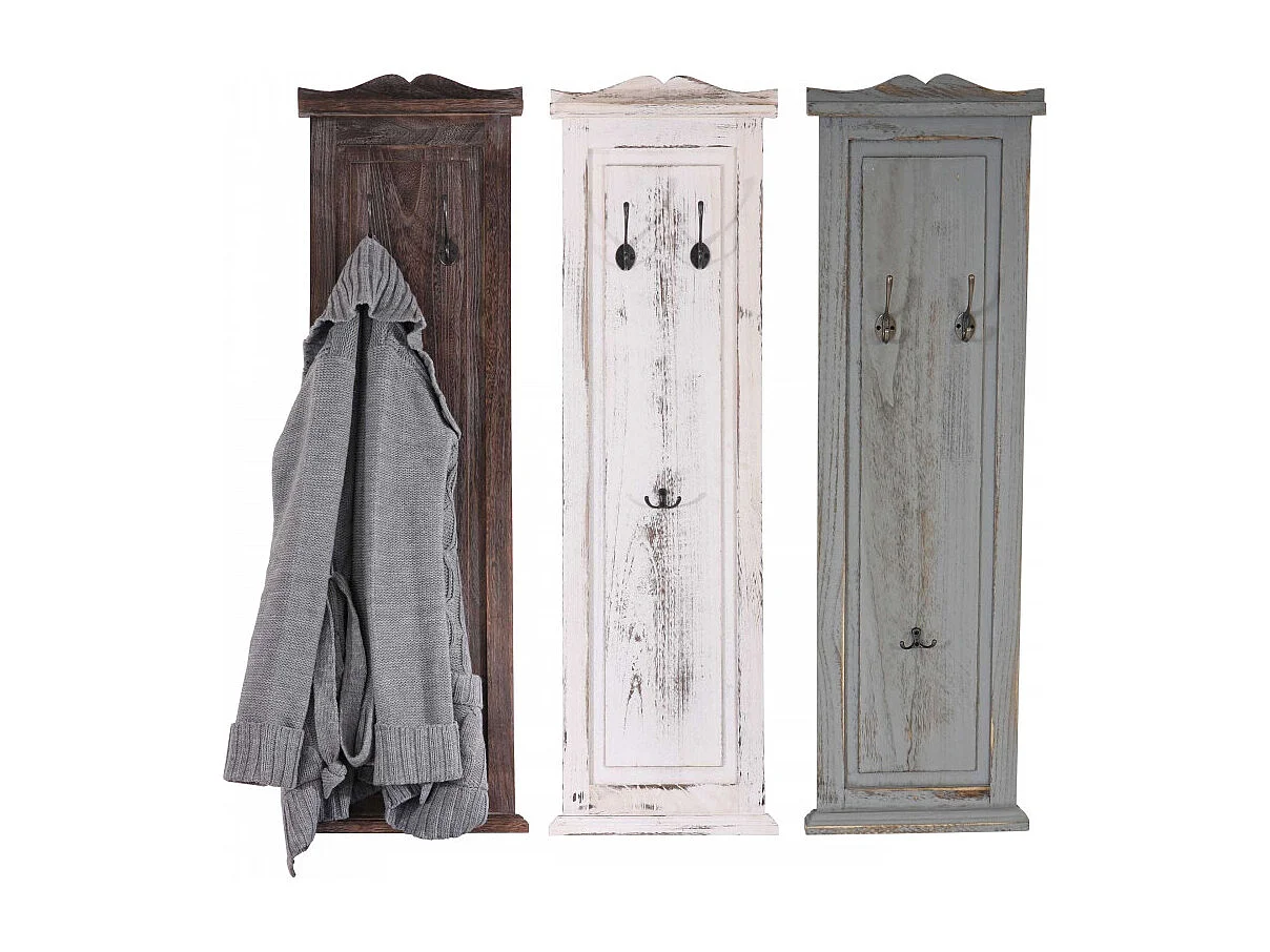 2x patère, portemanteau, vestiaire ouvert, 28x3,5x109cm, shabby, vintage, gris