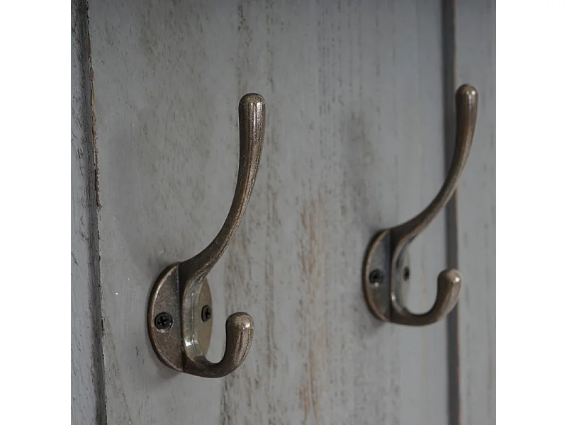 2x patère, portemanteau, vestiaire ouvert, 28x3,5x109cm, shabby, vintage, gris