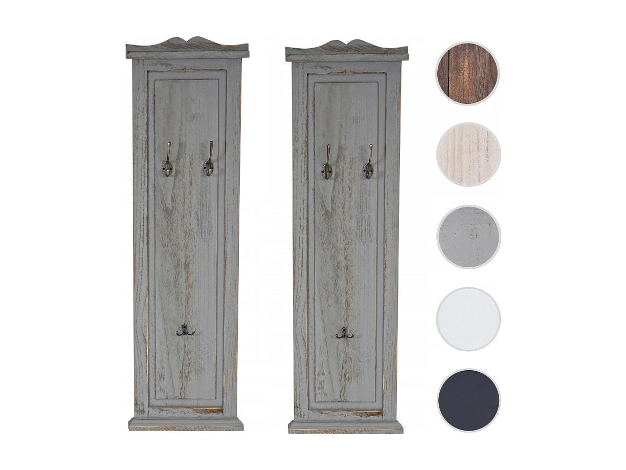 2x patère, portemanteau, vestiaire ouvert, 28x3,5x109cm, shabby, vintage, gris