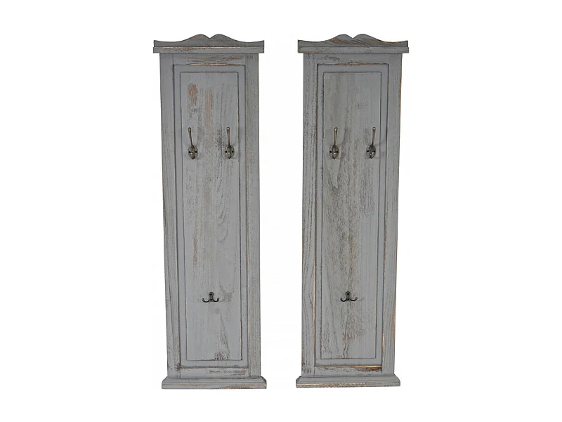 2x patère, portemanteau, vestiaire ouvert, 28x3,5x109cm, shabby, vintage, gris
