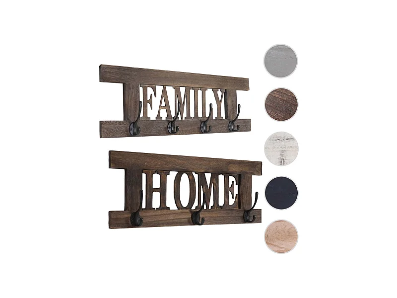 2er Wandgarderoben Set HWC-C60 Home+Family Garderoben Panel - Shabby-Look Vintage - grau-blau