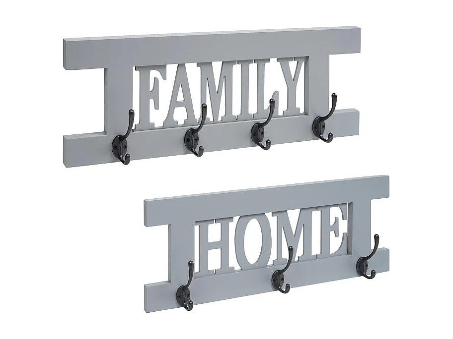 2er Wandgarderoben Set HWC-C60 Home+Family Garderoben Panel - Shabby-Look Vintage - grau-blau