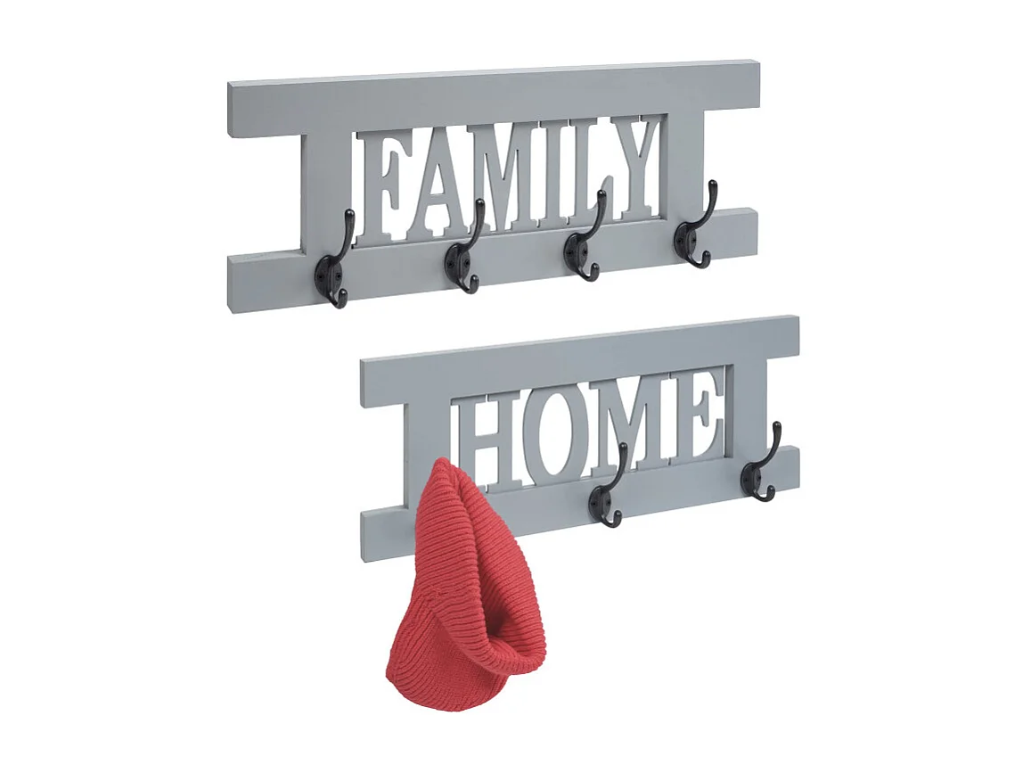 2er Wandgarderoben Set HWC-C60 Home+Family Garderoben Panel - Shabby-Look Vintage - grau-blau