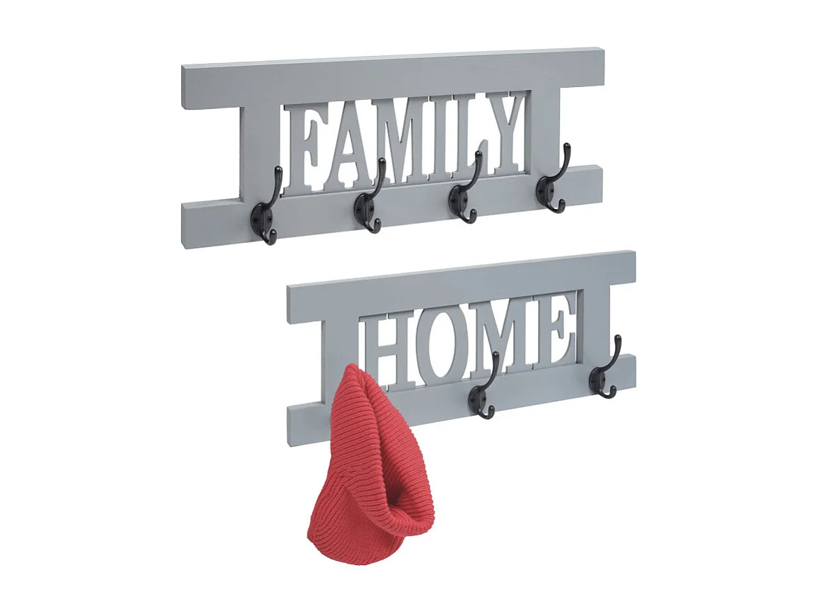 2er Wandgarderoben Set HWC-C60 Home+Family Garderoben Panel - Shabby-Look Vintage - grau-blau