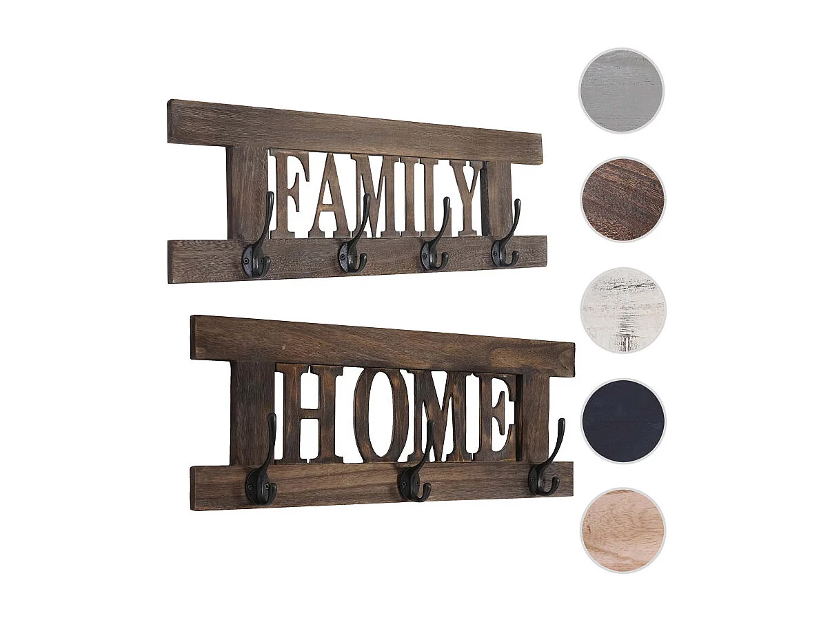 2er Wandgarderoben Set HWC-C60 Home+Family Garderoben Panel - Shabby-Look Vintage - grau-blau