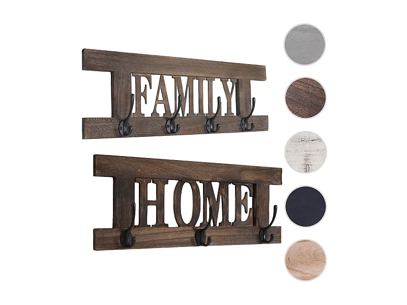 2er Wandgarderoben Set HWC-C60 Home+Family Garderoben Panel - Shabby-Look Vintage - grau-blau