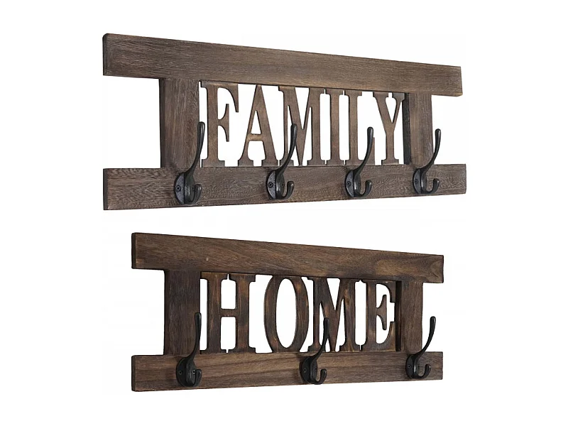 2x garde-robe murale Home+Family, set de planche vestiaire, style shabby, vintage, 55x20cm - marron