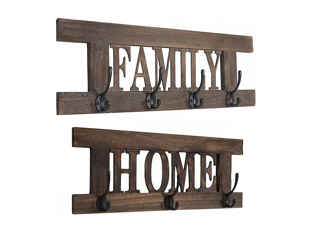 2x garde-robe murale Home+Family, set de planche vestiaire, style shabby, vintage, 55x20cm - marron