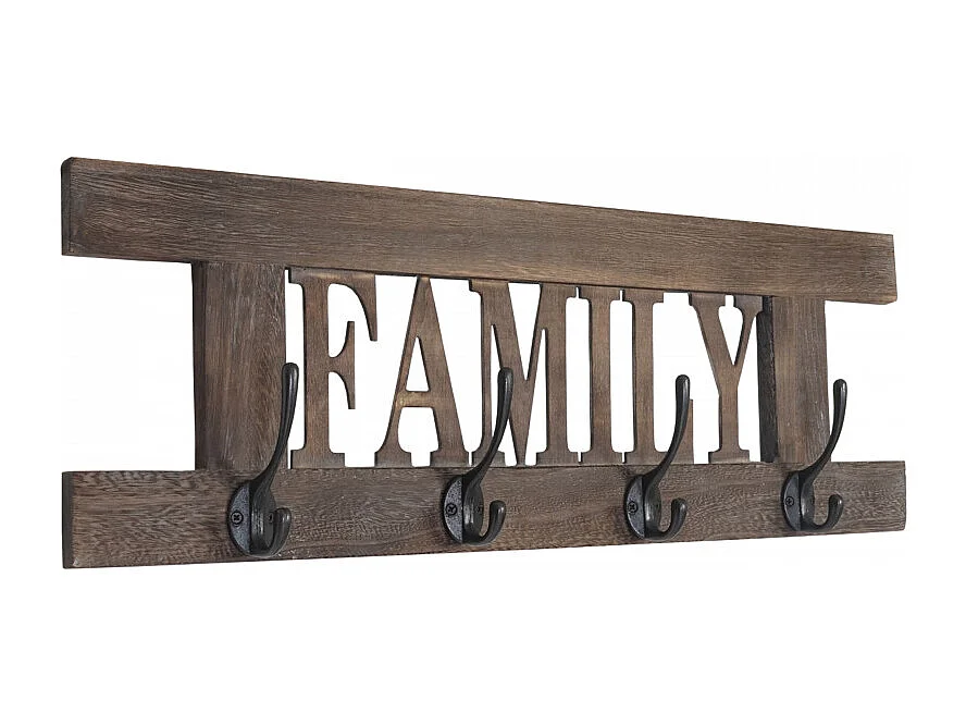 2x garde-robe murale Home+Family, set de planche vestiaire, style shabby, vintage, 55x20cm - marron