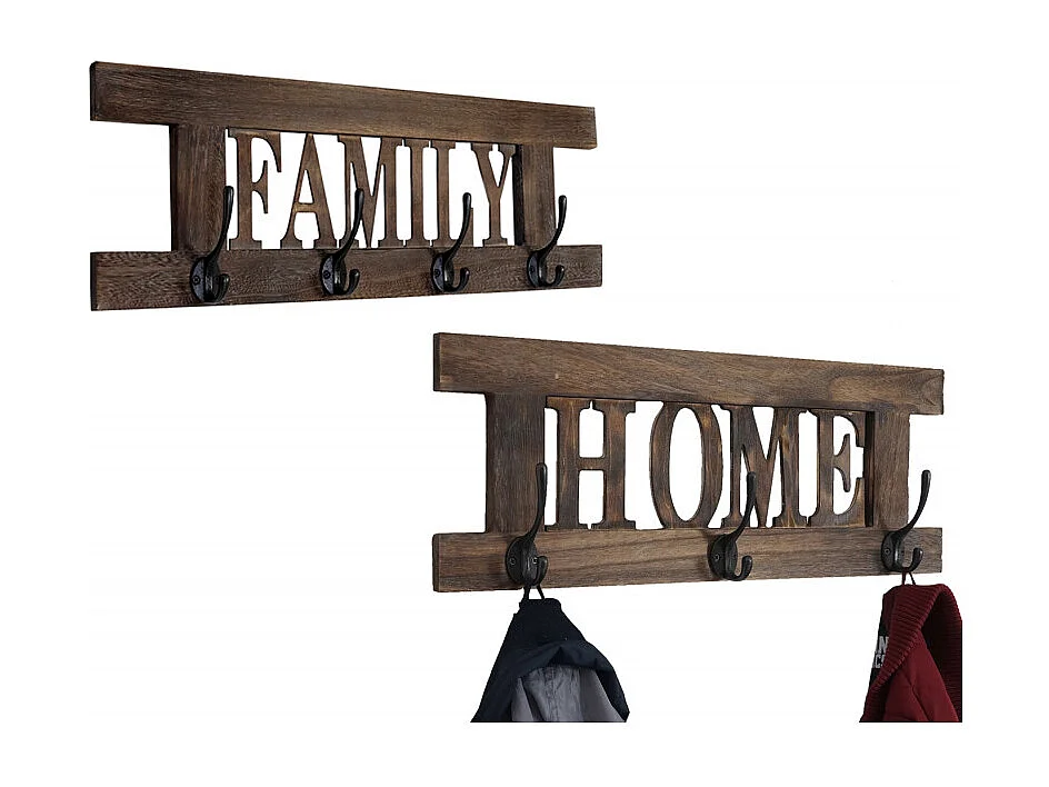 2x garde-robe murale Home+Family, set de planche vestiaire, style shabby, vintage, 55x20cm - marron