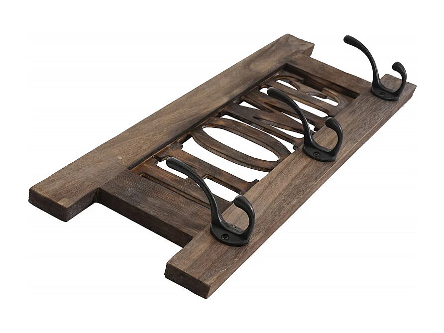 2x garde-robe murale Home+Family, set de planche vestiaire, style shabby, vintage, 55x20cm - marron